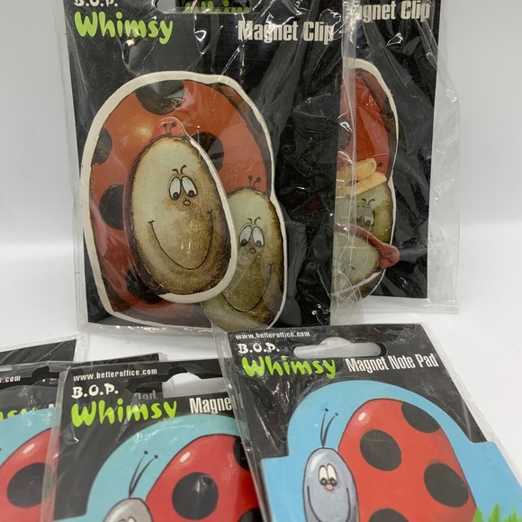 Magnet Note Pads & Magnetic Clips Lot B.O.P. Whimsy  LADYBUGS - Picture 3 of 4